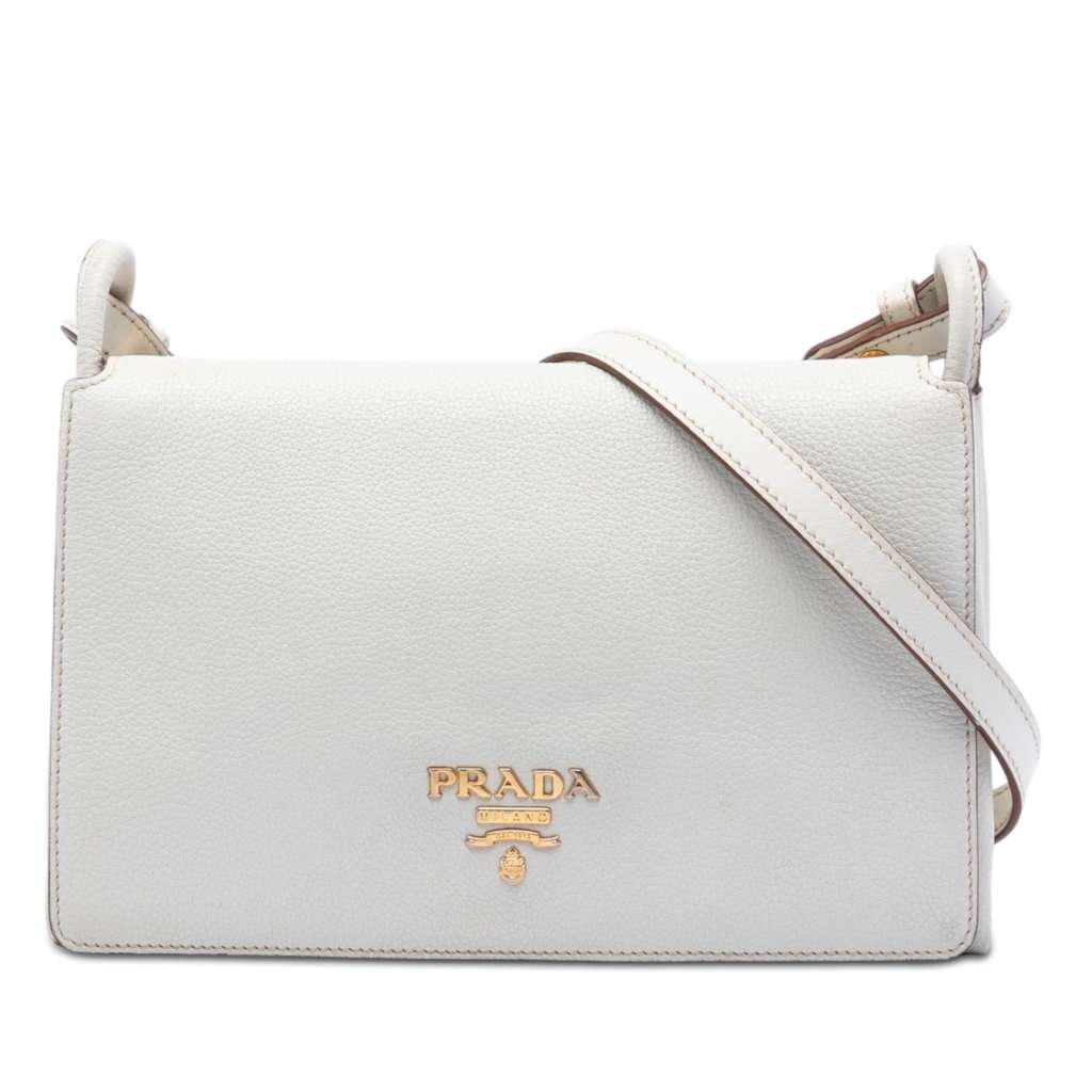 Prada Vitello Daino Crossbody White Leather Very good condition - Front View