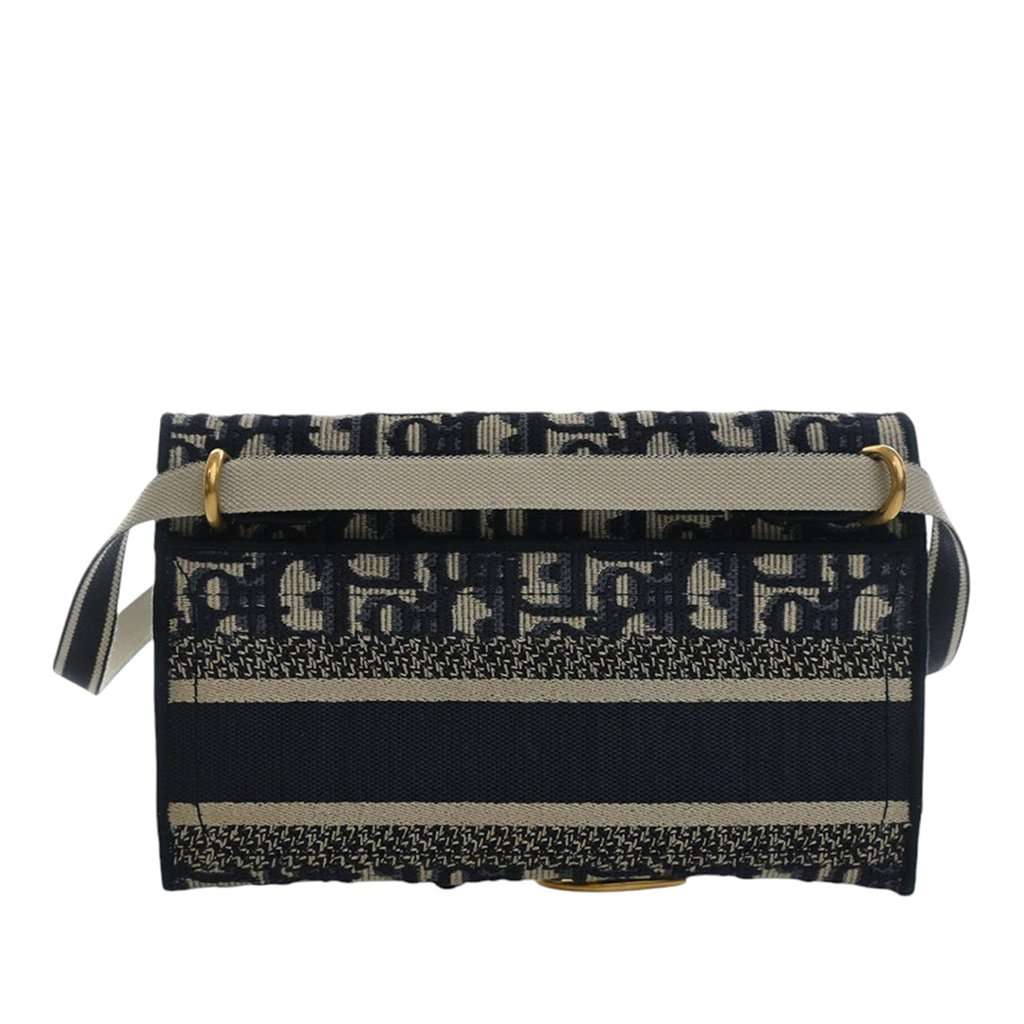 Dior Oblique Canvas Embroidered Saddle Slim Belt Pouch Blue Very good condition - Model View