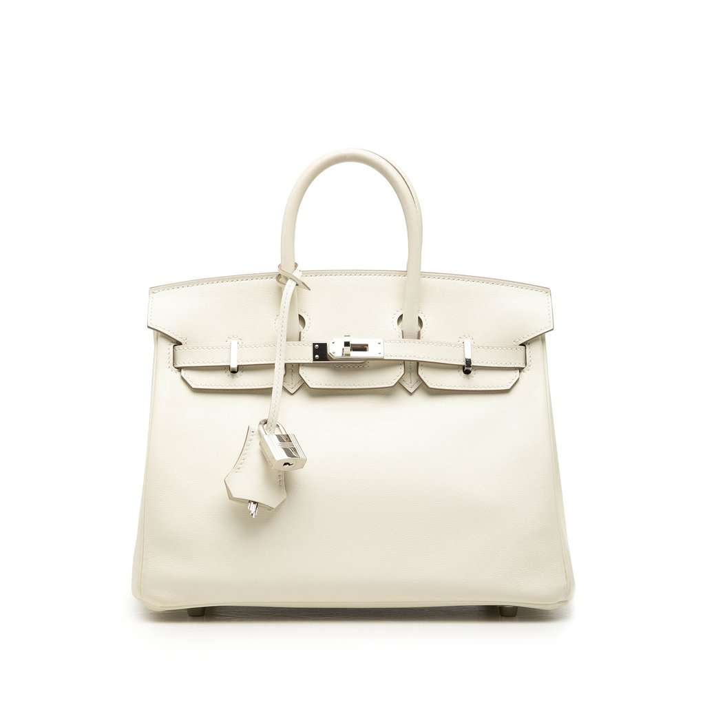 Hermès Swift Birkin Retourne 25 White Leather Very good - Front View