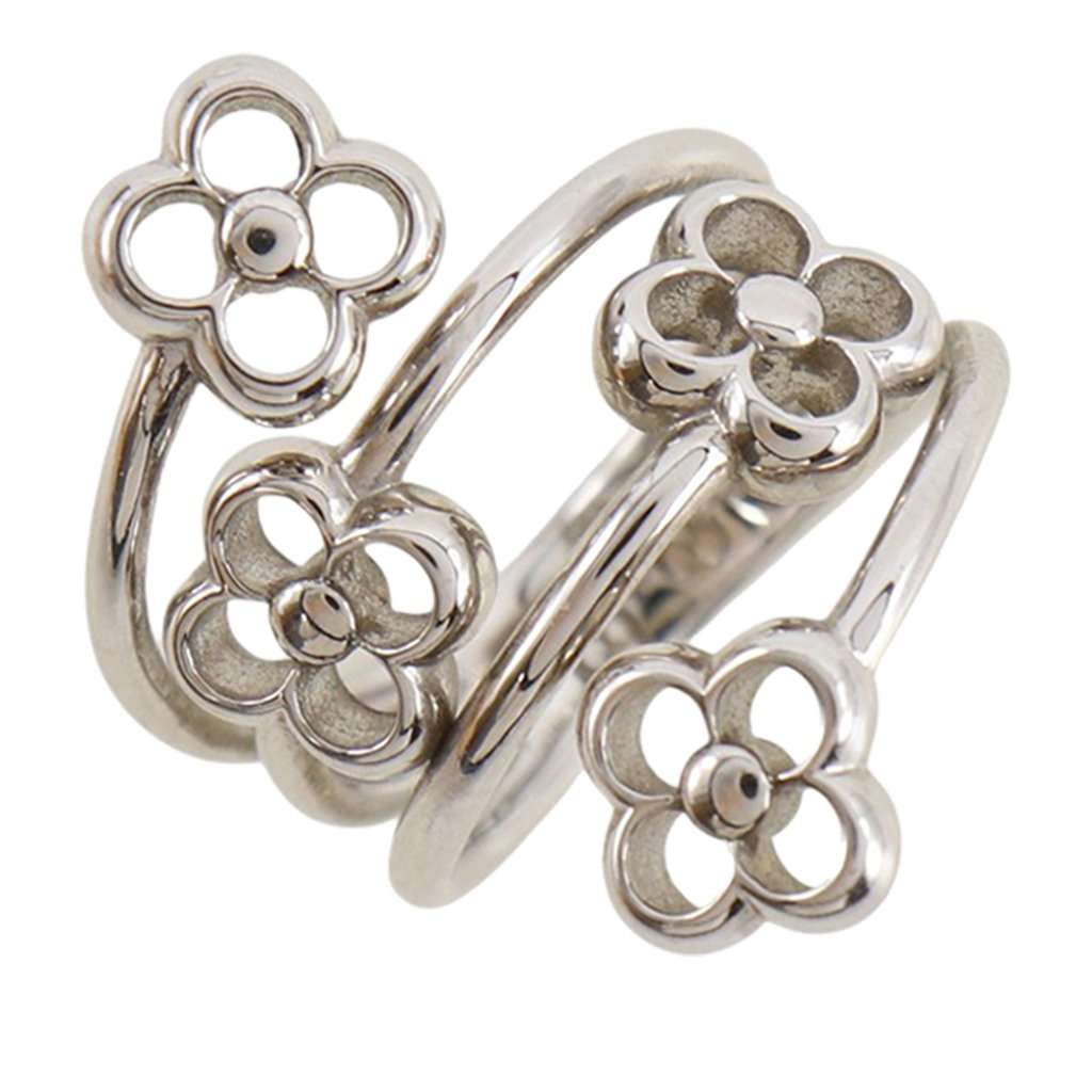 Louis Vuitton Brass Flower Full Ring Silver Metal Very good condition - Back View
