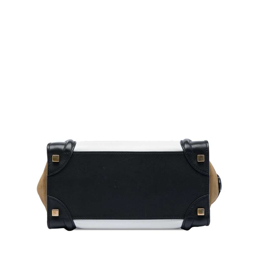 Celine Micro Tricolor Calfskin and Suede Luggage Tote White Leather Very good condition - Inside View