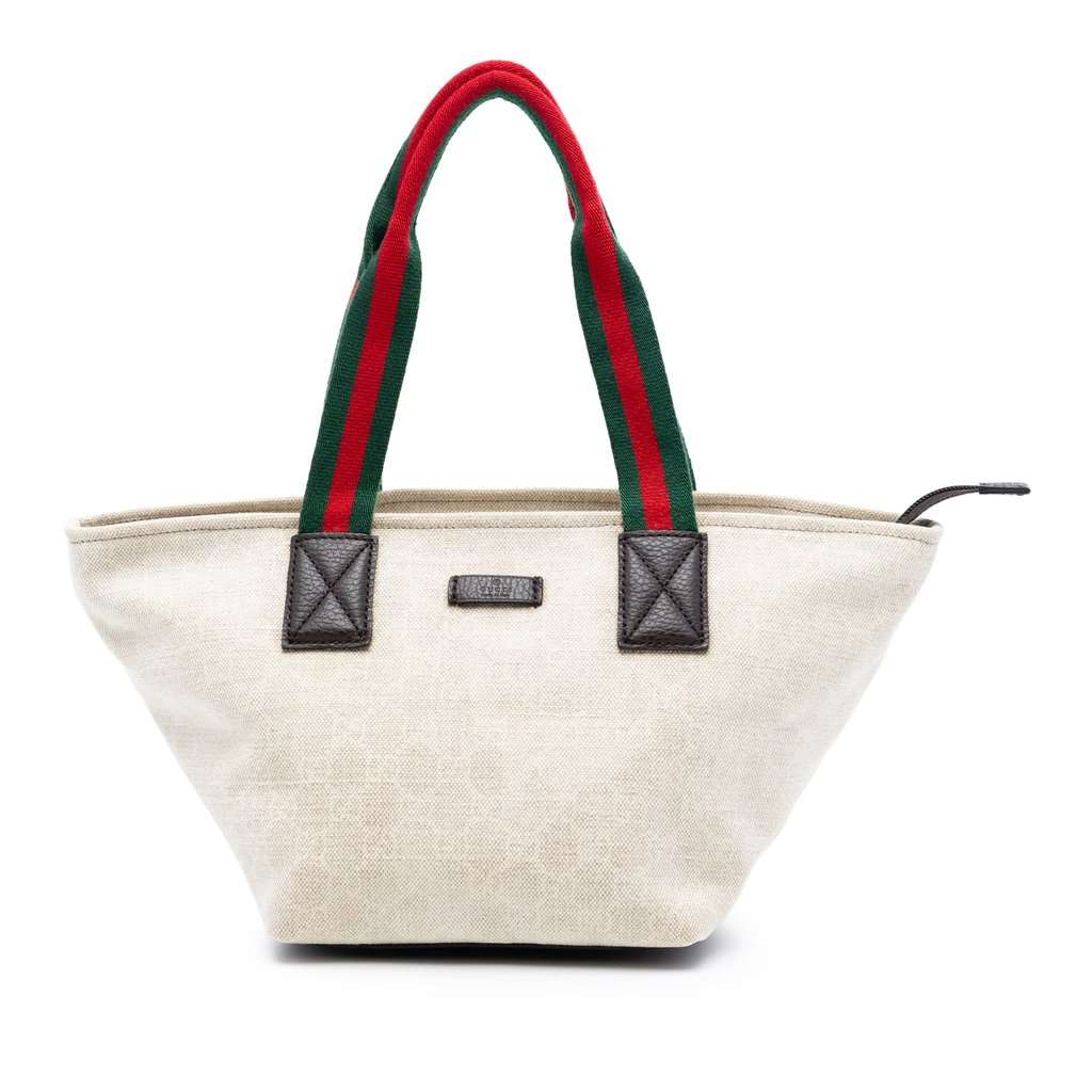 Gucci GG Canvas Web Tote Brown Very good condition - Front View