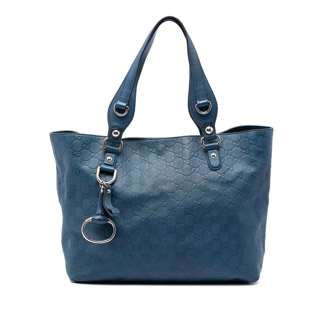 Gucci Guccissima Icon Bit Tote Blue Leather Very good condition - Front View