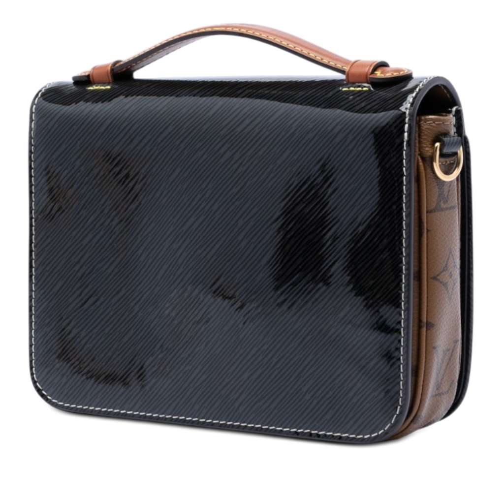 Louis Vuitton Shiny Epi and Monogram Reverse Mini Pochette Metis Black Leather Very good condition - Back View