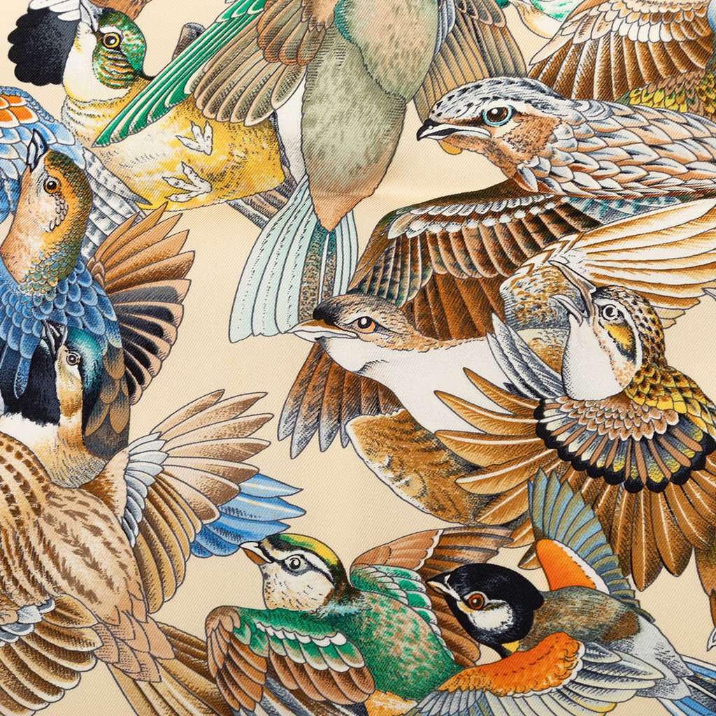 Hermès L Intrus Silk Scarf 90 Beige Very good - Inside View