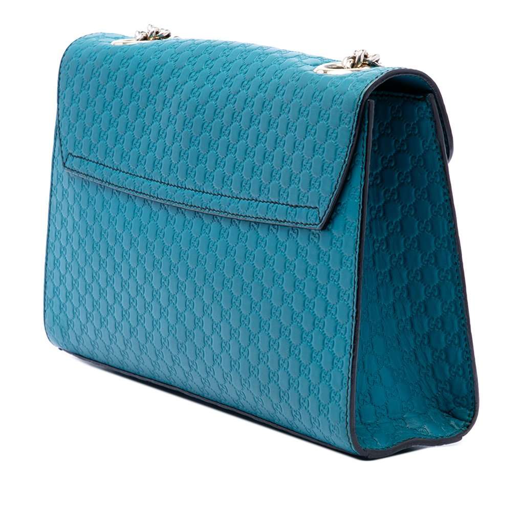 Gucci Medium Microguccissima Emily Shoulder Bag Blue Leather Very good - Back View