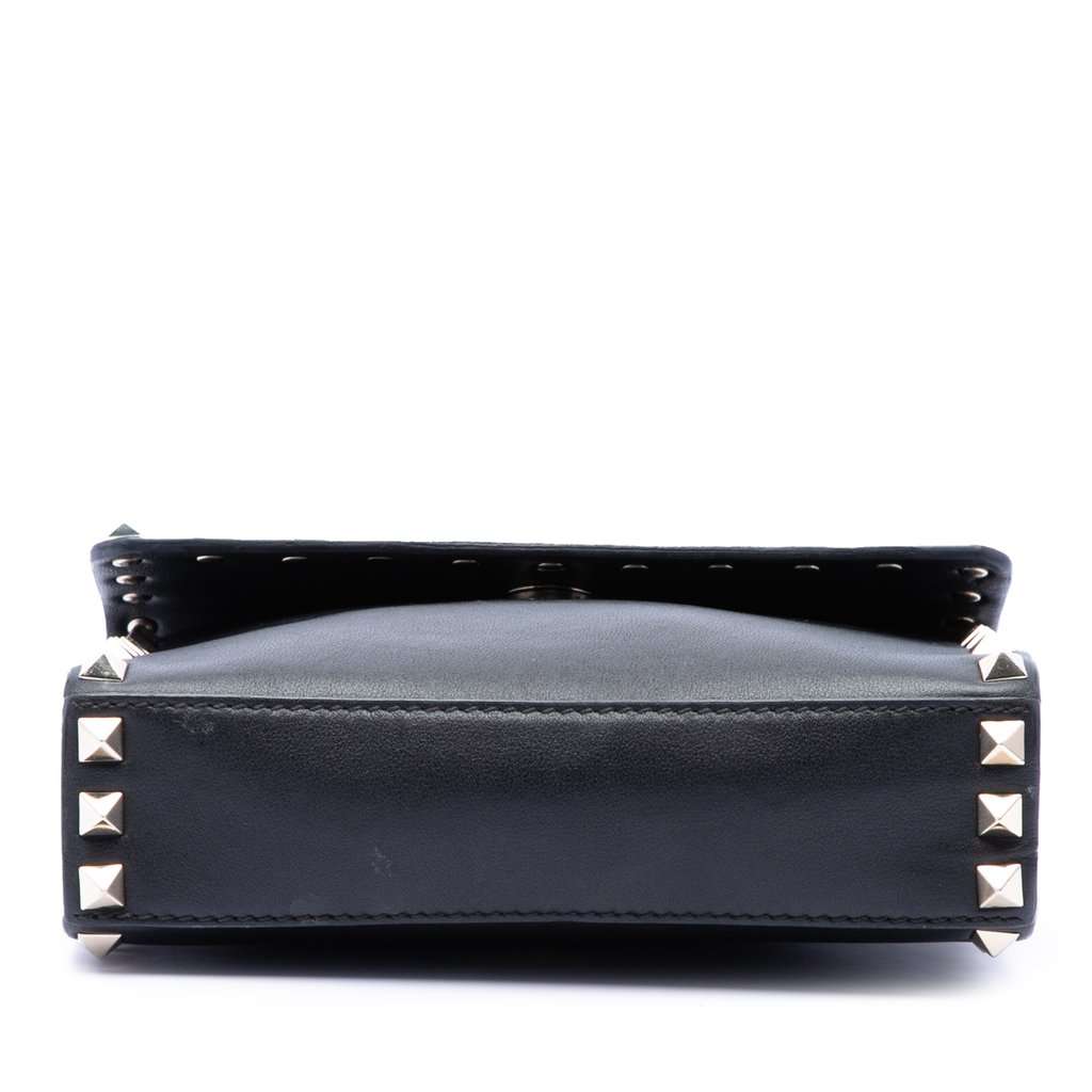 Valentino Small Vitello Monochrome Rockstud Flap Crossbody Black Leather Very good - Inside View