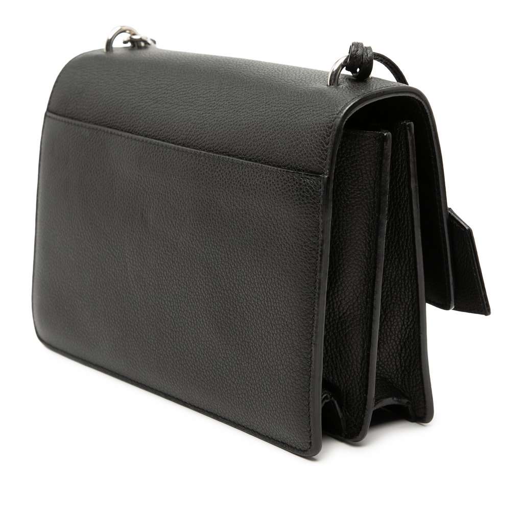 Saint Laurent Medium Grained Calfskin Monogram Sunset Crossbody Black Leather Very good condition - Back View