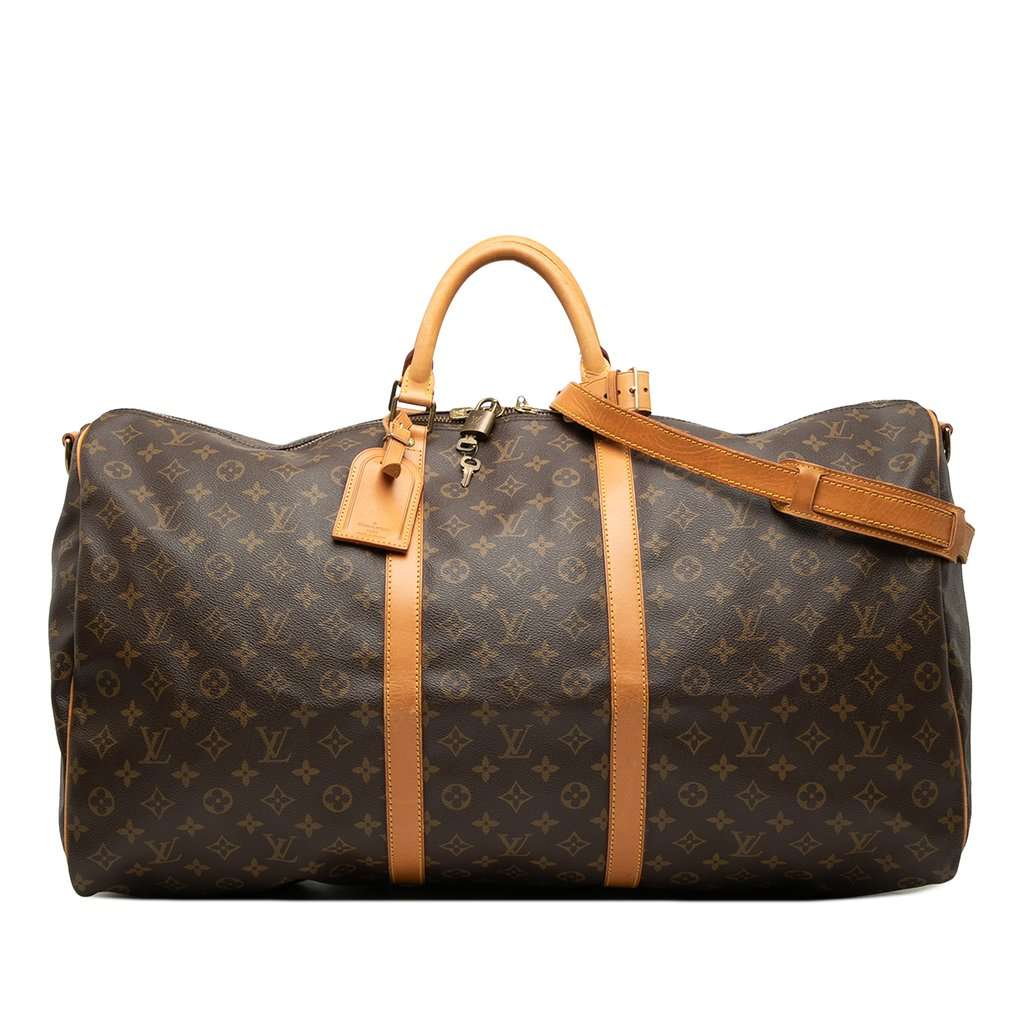 Louis Vuitton Monogram Keepall Bandouliere 60 Brown Good - Front View