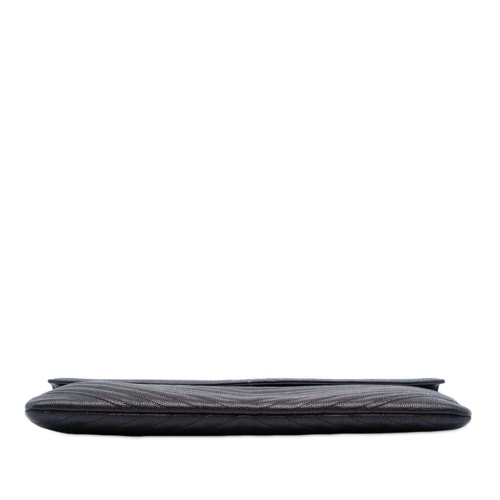 Chanel Large Chevron Caviar Statement Envelope Clutch Black Leather Very good - Inside View