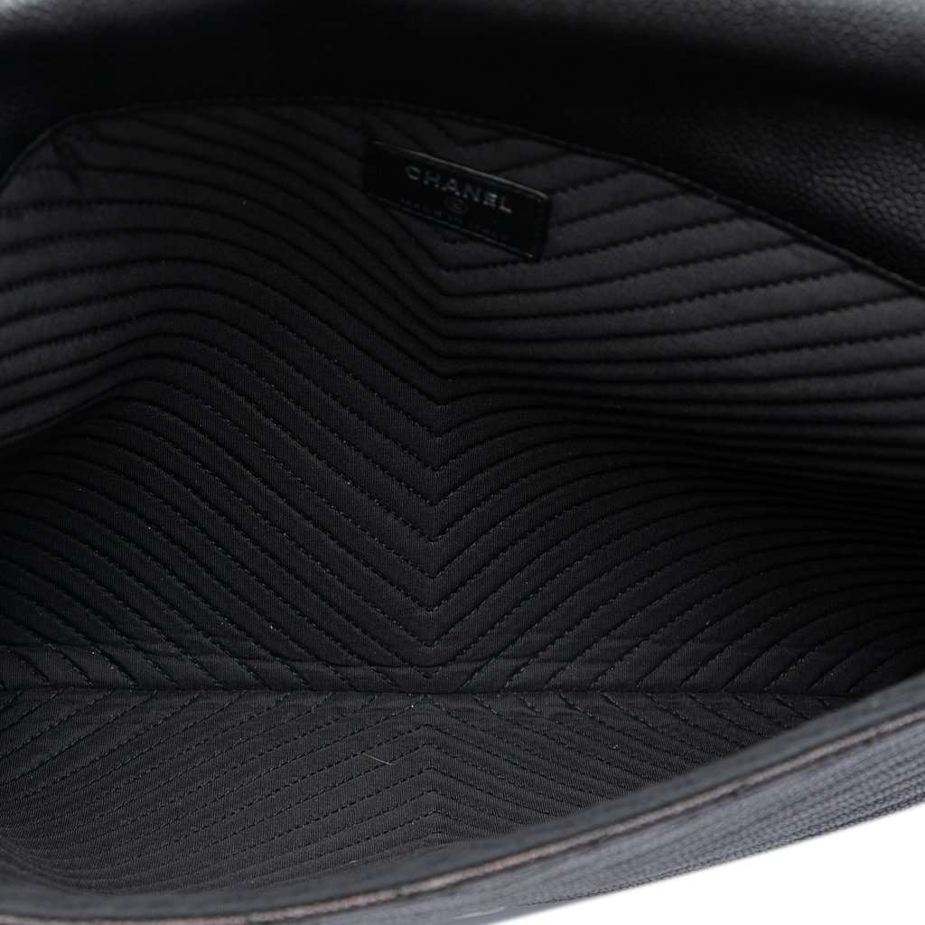 Chanel Large Chevron Caviar Statement Envelope Clutch Black Leather Very good - Model View