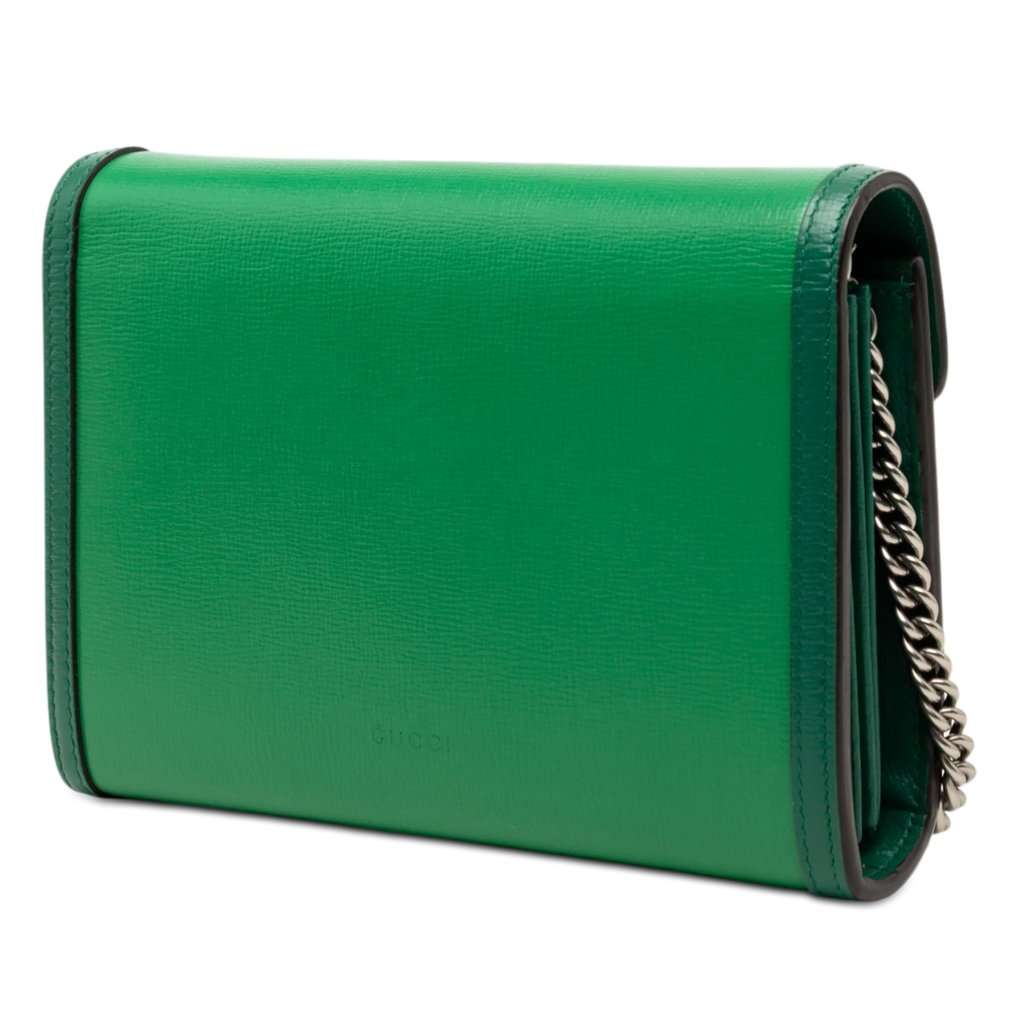 Gucci Bicolor Calfskin Dionysus Wallet on Chain Green Leather Very good - Back View