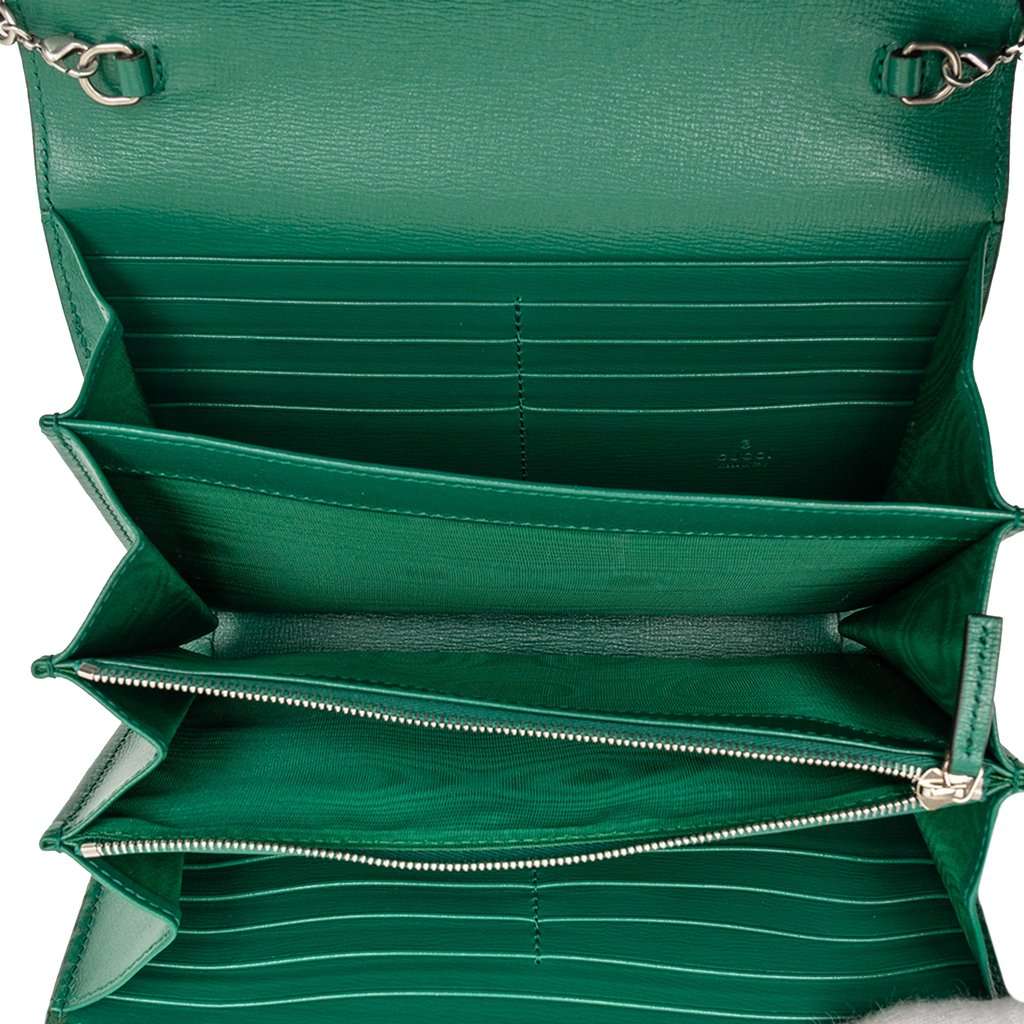 Gucci Bicolor Calfskin Dionysus Wallet on Chain Green Leather Very good - Model View