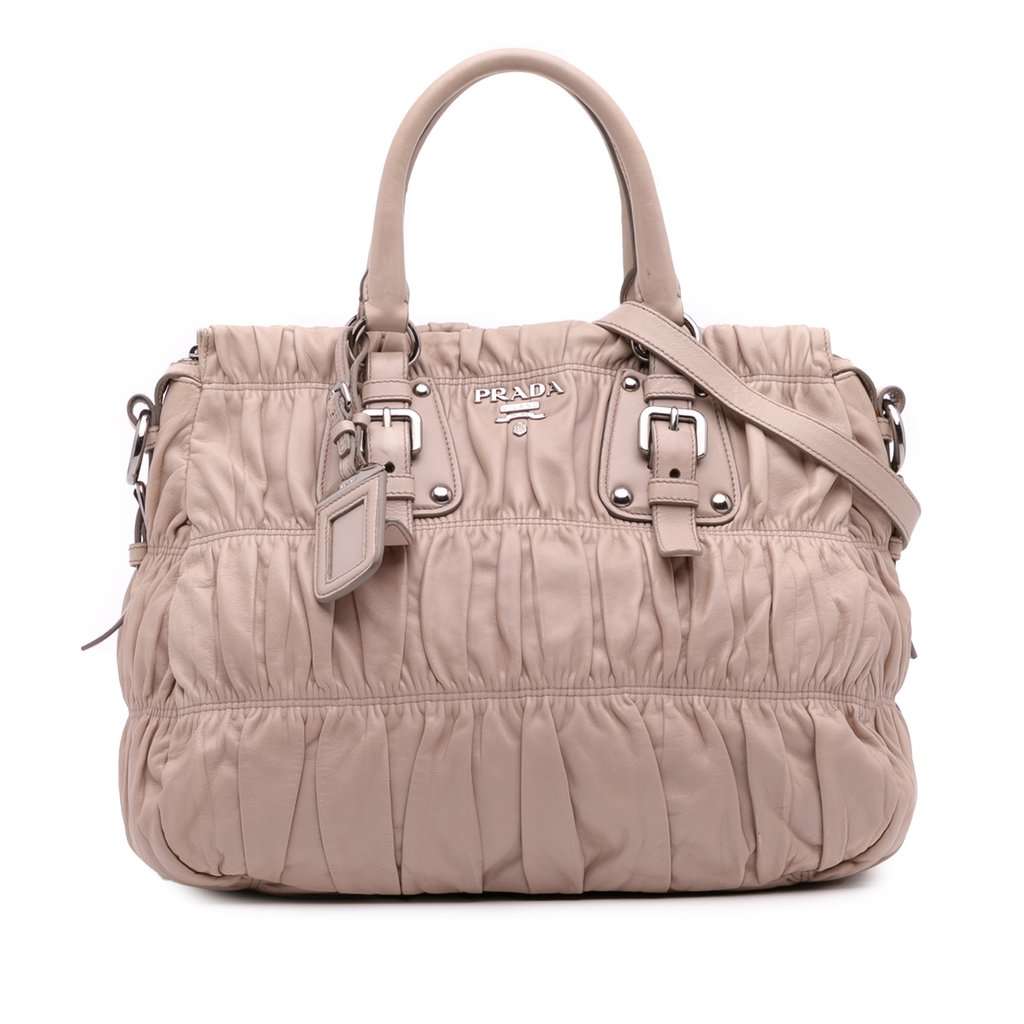 Prada Nappa Gaufre Satchel Brown Leather Very good - Front View