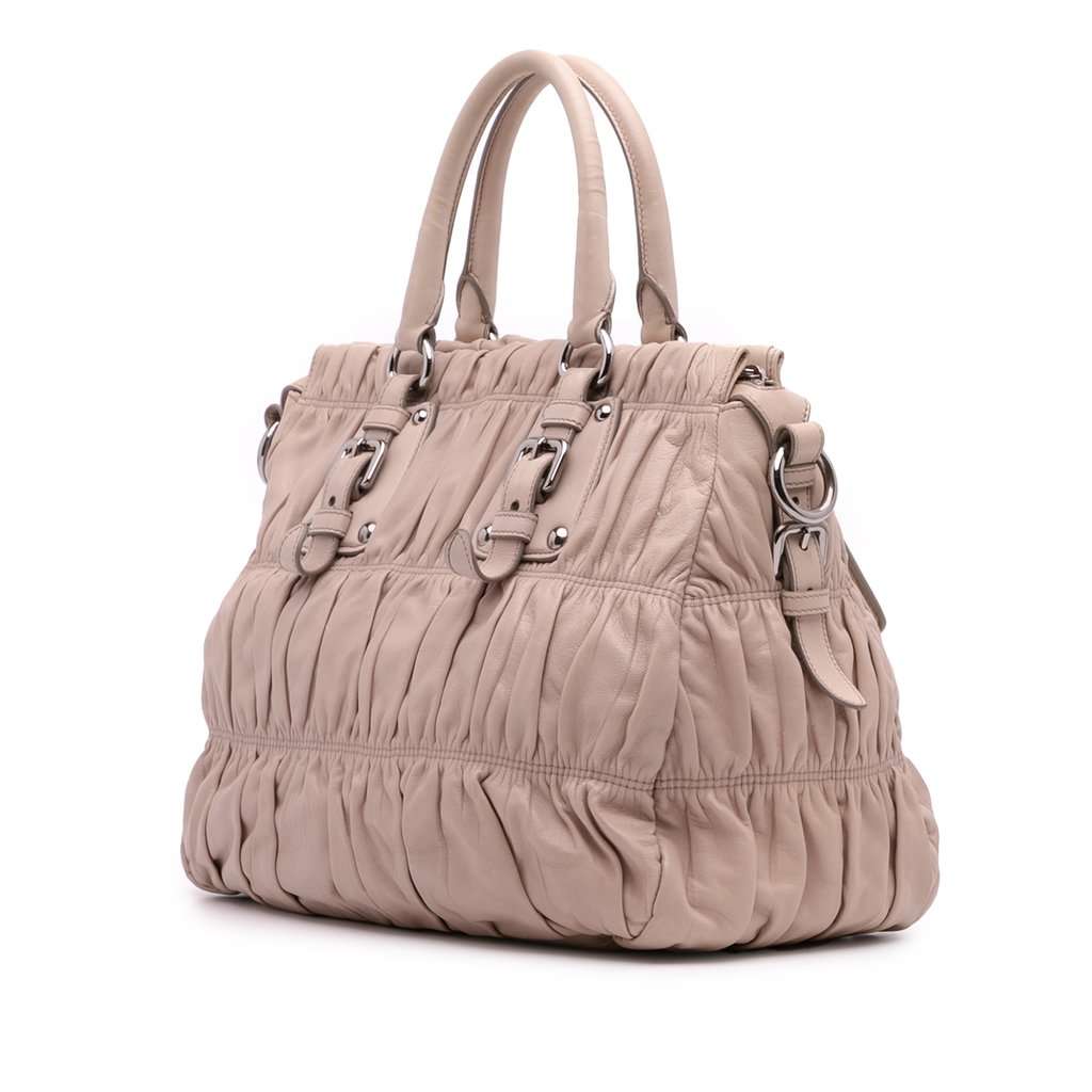 Prada Nappa Gaufre Satchel Brown Leather Very good - Back View