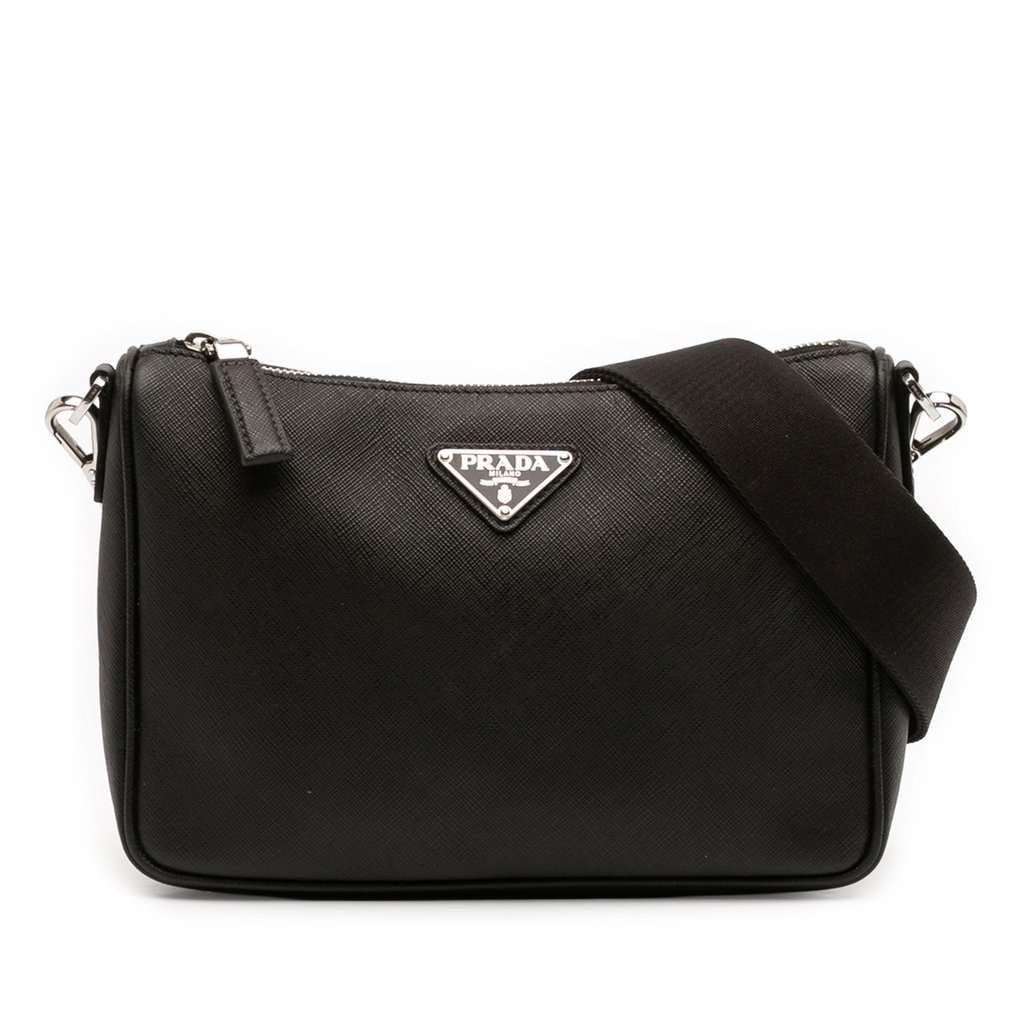 Prada Saffiano Crossbody Black Leather Very good condition - Front View