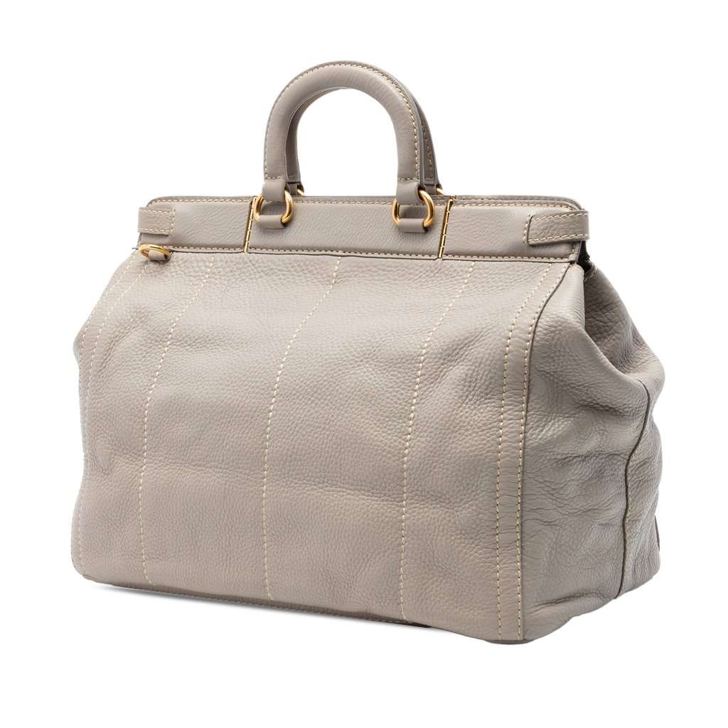 Prada Vitello Daino Canapa Logo Frame Satchel MultiColor Leather Very good condition - Back View