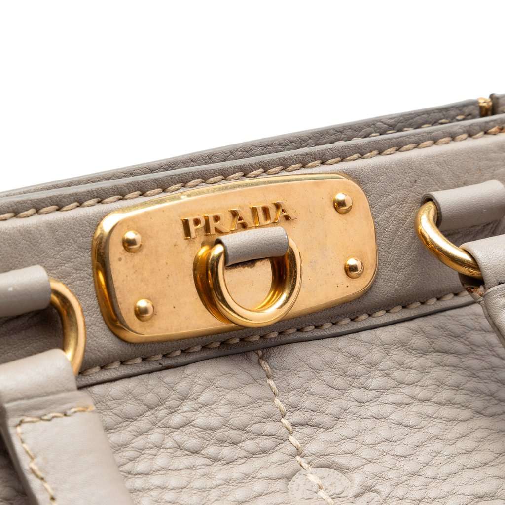 Prada Vitello Daino Canapa Logo Frame Satchel MultiColor Leather Very good condition - Box View