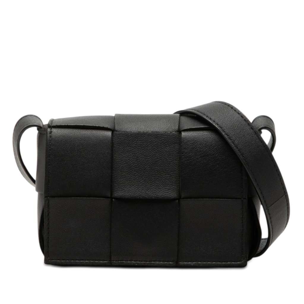 Bottega Veneta Extra Mini Nappa Maxi Intrecciato Cassette Crossbody Black Leather Very good - Front View
