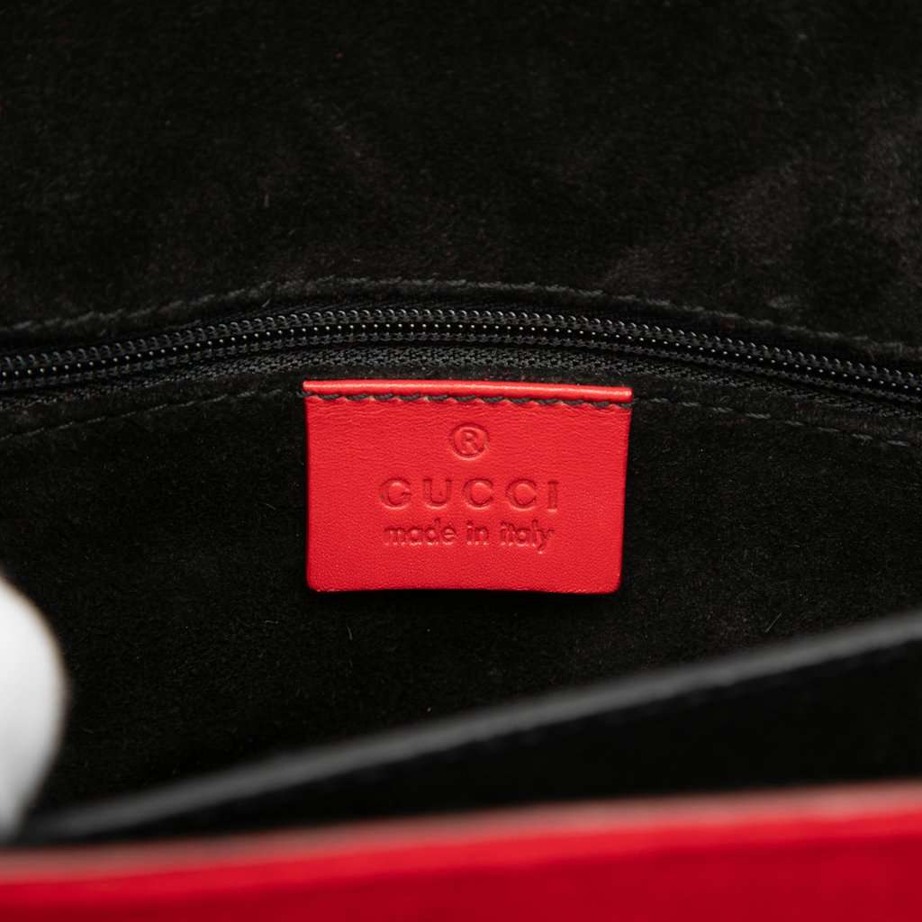 Gucci Wool and Calfskin Bamboo Top Handle Bag Red Very good condition - Box View