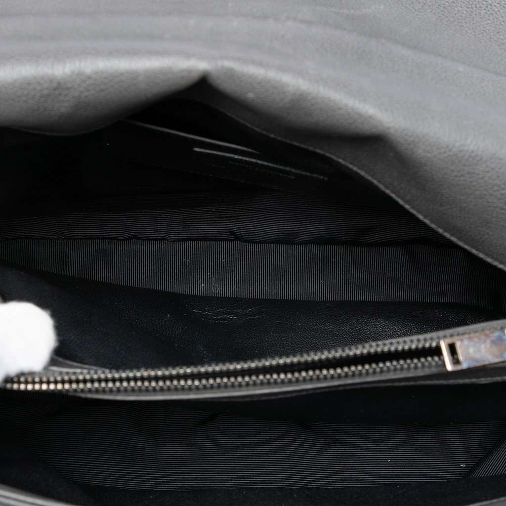 Saint Laurent Large Chevron Sheepskin Monogram College Satchel Green Leather Very good condition - Model View