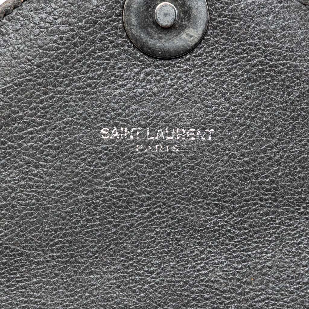 Saint Laurent Large Chevron Sheepskin Monogram College Satchel Green Leather Very good condition - Box View