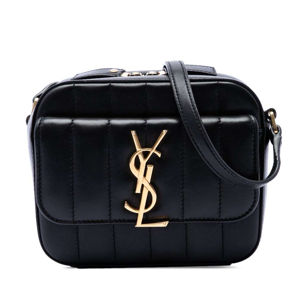 Saint Laurent Toy Quilted Lambskin Vicky Camera Bag Black Leather Very good - Front View