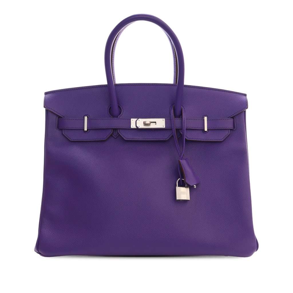 Hermès Epsom Birkin Retourne 35 Purple Leather Very good - Front View