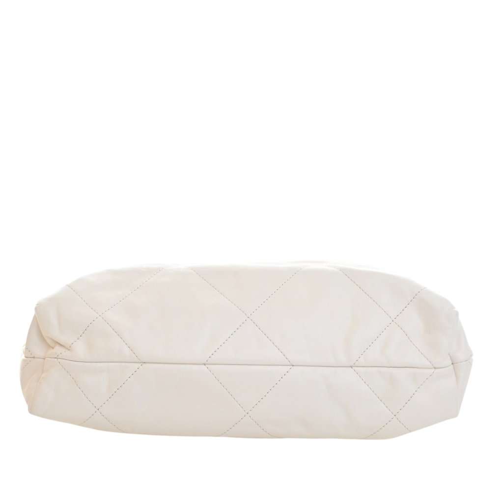 Chanel Small Quilted Shiny Calfskin 22 Handbag White Leather Very good - Box View