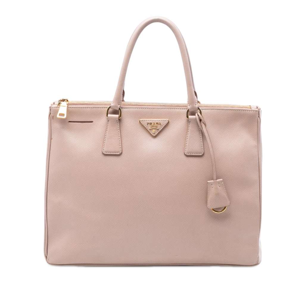 Prada Large Saffiano Lux Galleria Double Zip Satchel Brown Leather Very good condition - Front View