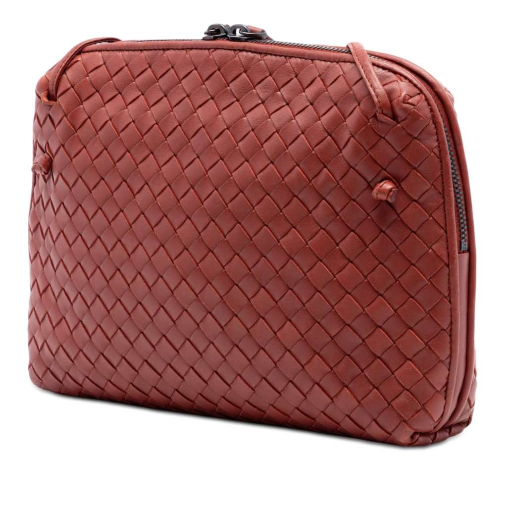 Bottega Veneta Nappa Intrecciato Nodini Crossbody Red Leather Very good condition - Back View