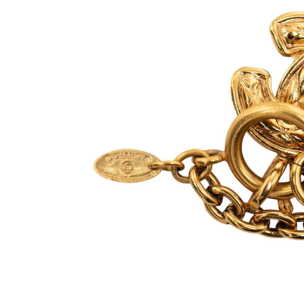 Chanel Gold Plated CC Quilted Pendant Necklace Gold Metal Very good - Box View