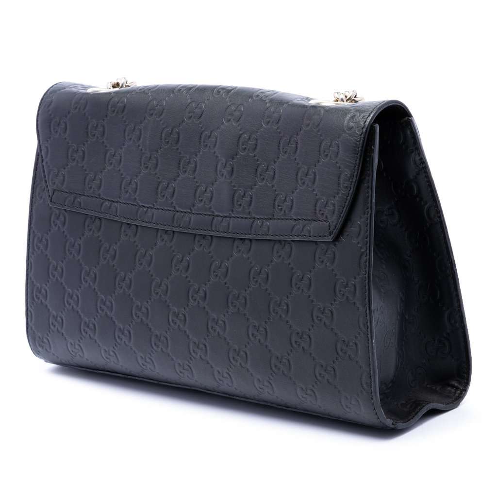 Gucci Medium Guccissima Emily Shoulder Bag Black Leather Very good - Back View