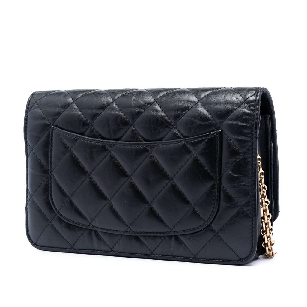 Chanel Quilted Aged Calfskin Reissue 2.55 Wallet on Chain Black Leather Very good condition - Back View