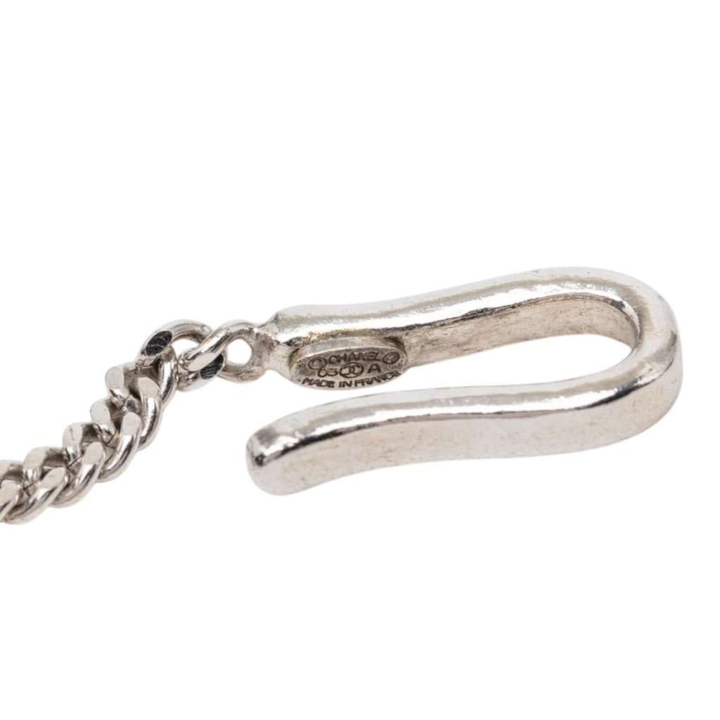 Chanel CC Brass Strass Pendant Necklace Silver Metal Very good - Box View