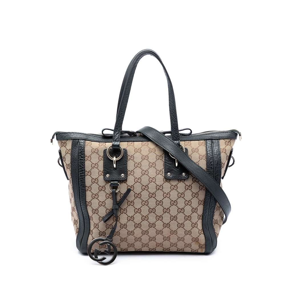 Gucci Medium GG Canvas Charm Satchel Beige Very good condition - Front View