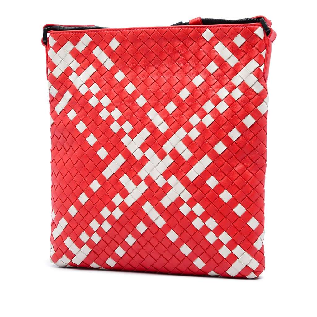 Bottega Veneta Bicolor Nappa Intrecciato Crossbody Red Leather Very good - Back View