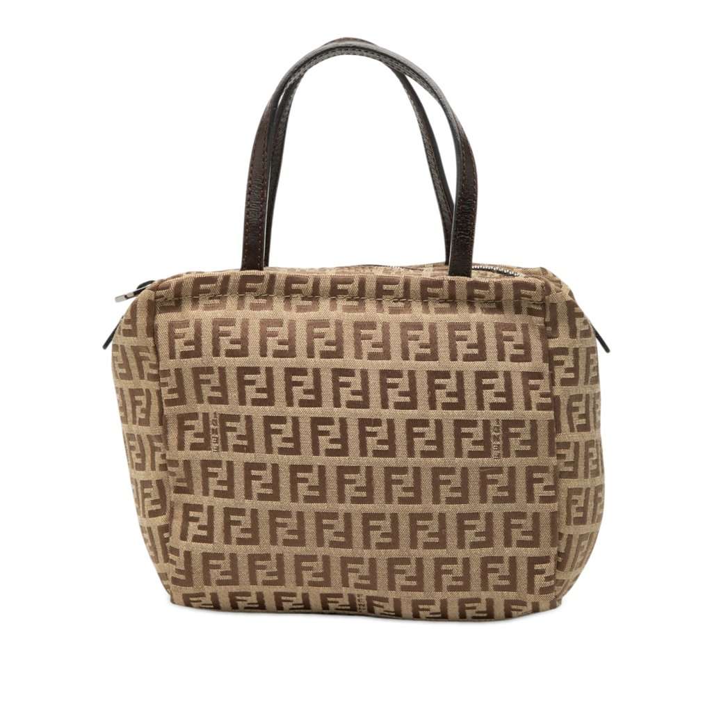 Fendi Mini Zucchino Canvas Handbag Beige Very good condition - Front View
