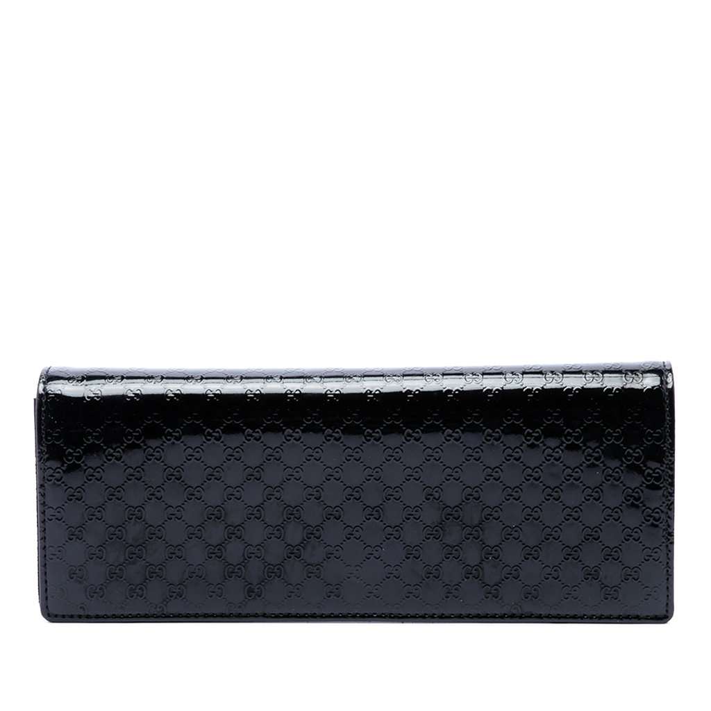 Gucci Microguccissima Patent Broadway Clutch Black Leather Very good condition - Front View