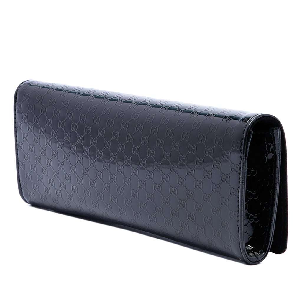 Gucci Microguccissima Patent Broadway Clutch Black Leather Very good condition - Back View
