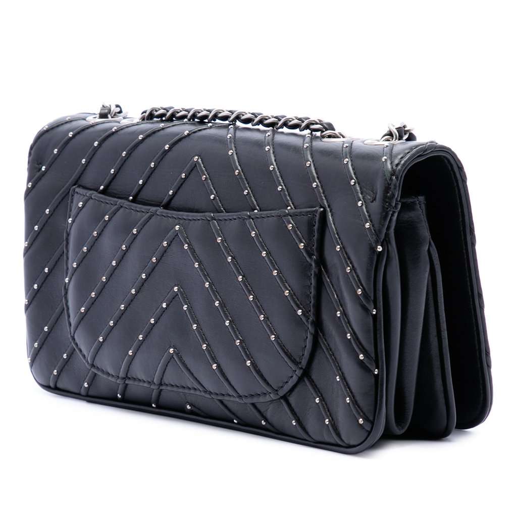 Chanel Chevron Lambskin Stud Wars Full Flap Black Leather Very good condition - Back View
