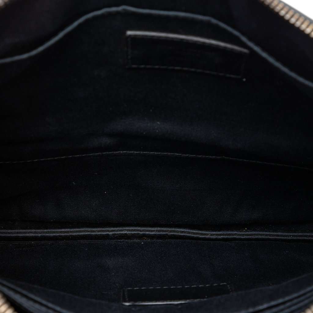Saint Laurent Croc Embossed Leather Monogram Zip Pouch Black Leather Very good - Model View