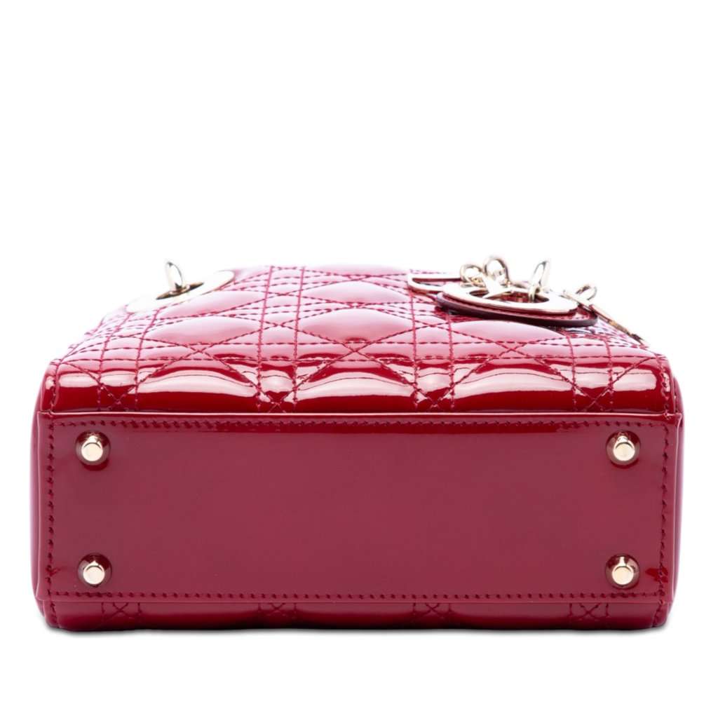 Dior Mini Patent Cannage Lady Dior Red Leather Very good condition - Inside View