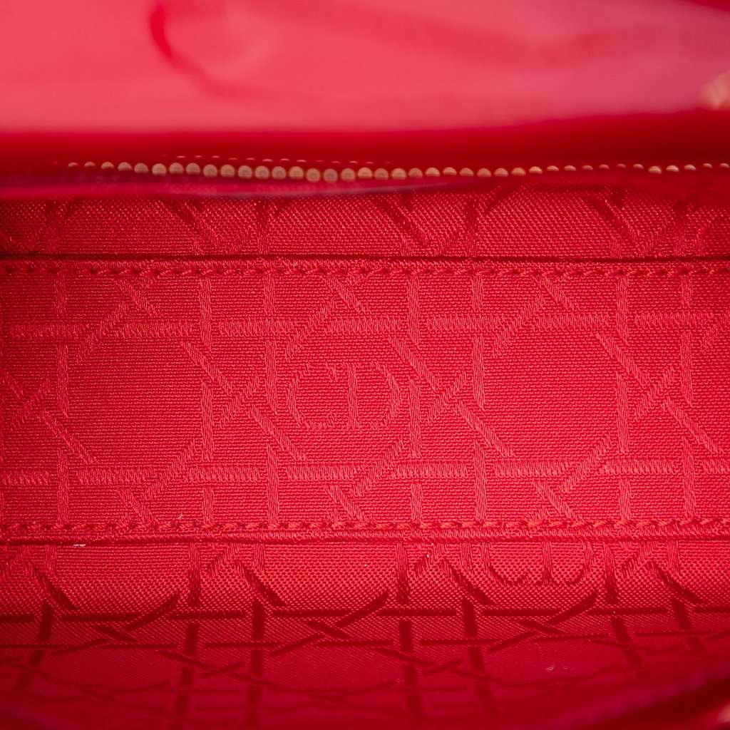 Dior Mini Patent Cannage Lady Dior Red Leather Very good condition - Model View