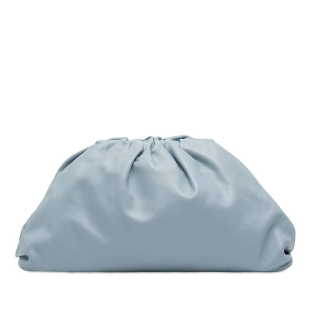 Bottega Veneta Lambskin The Pouch Blue Leather Very good condition - Front View