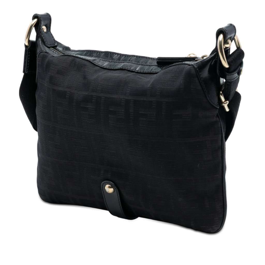 Fendi Zucca Canvas Chef Zip Crossbody Black Very good - Back View