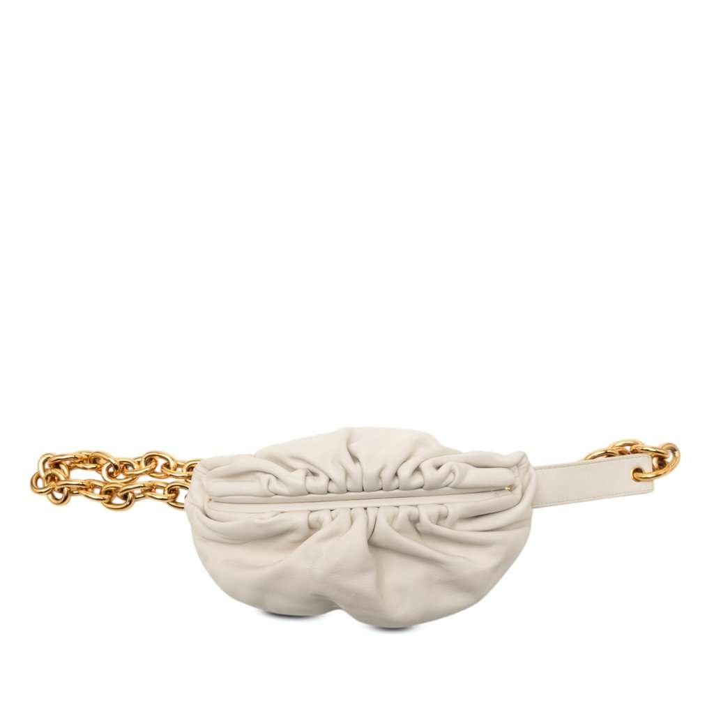 Bottega Veneta Lambskin Belt Chain Pouch White Leather Very good condition - Front View