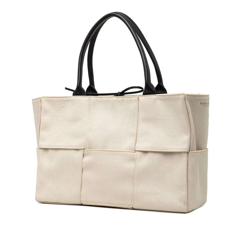 Bottega Veneta Medium Canvas Maxi Intrecciato Arco Tote White Very good - Back View