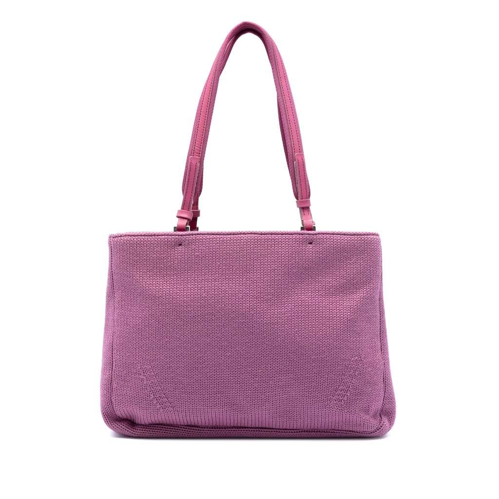 Prada Knitted Wool Tote Pink Very good condition - Front View