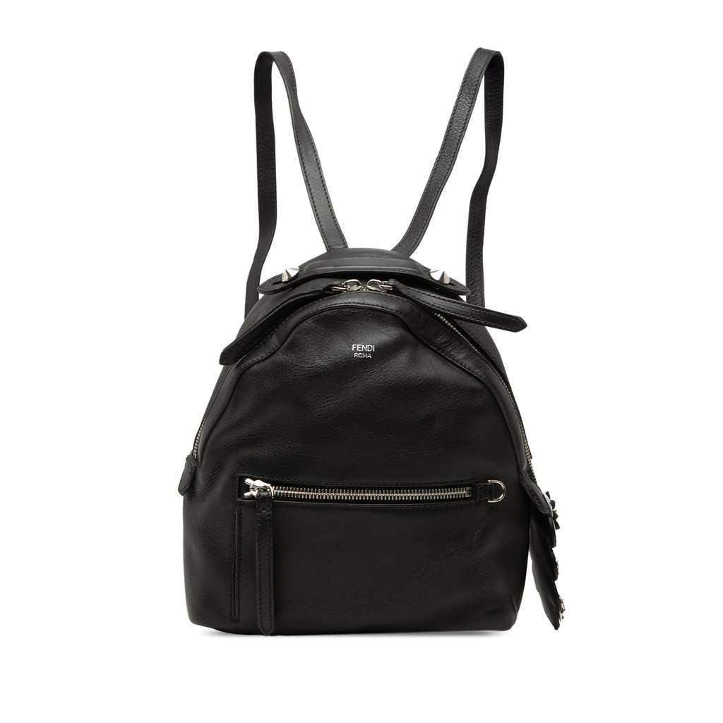Fendi Mini Calfskin By The Way Backpack Black Leather Very good condition - Front View